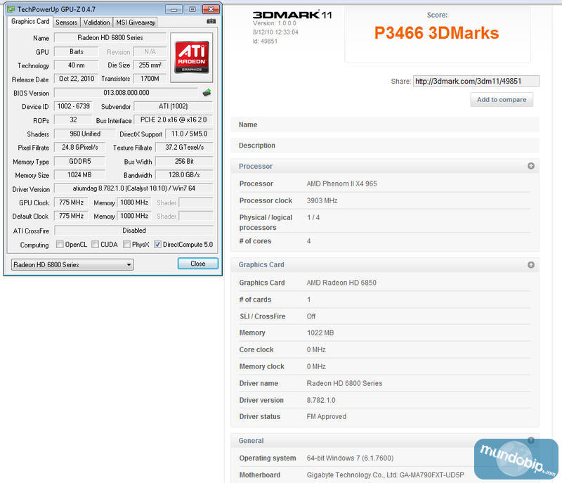 3DMark 11 Radeon HD 6850
