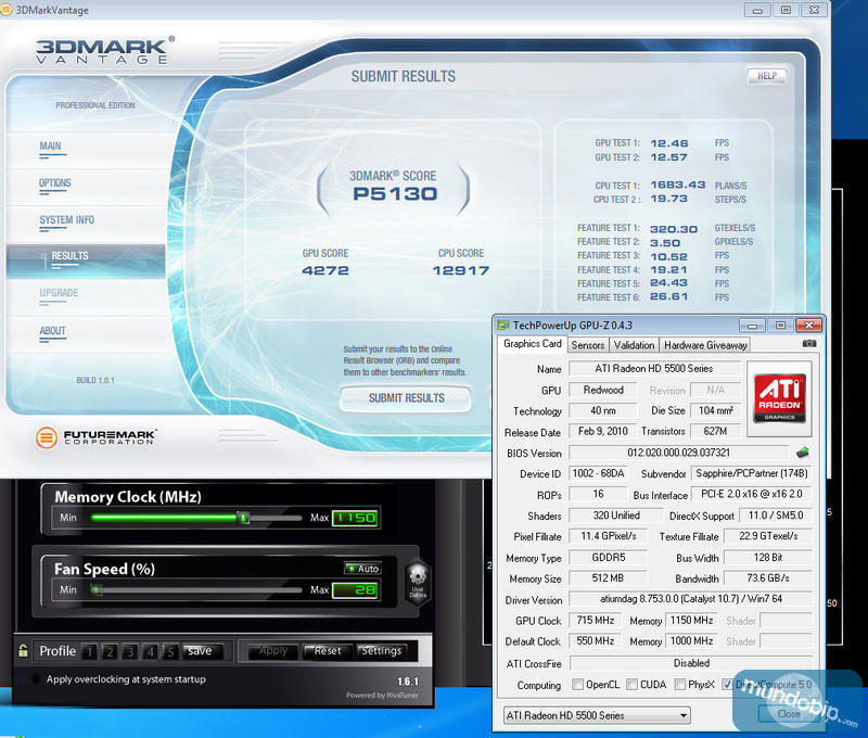 3DMark Vantage ATI Radeon HD 5550 GDDR5 512Mb OC