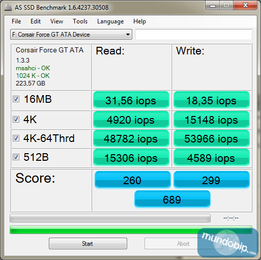 AS SSD Benchmark IOPS Corsair Force GT 240Gb