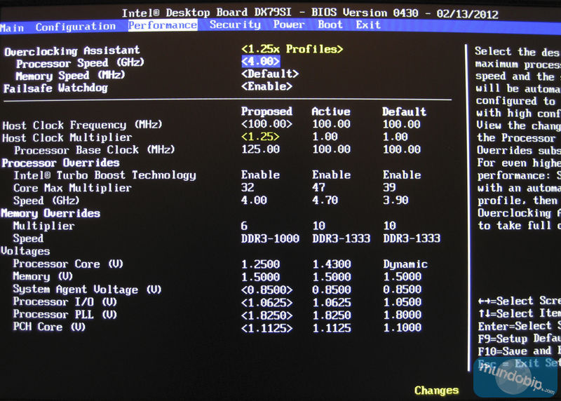 BIOS overclocking assistant Intel DX79SI