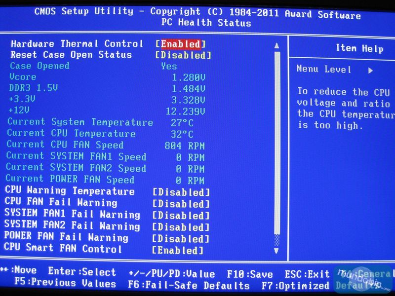 BIOS PC Health Status Gigabyte GA-990FXA-UD3