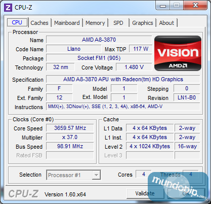CPU-Z Overclocking AMD A8 3870K