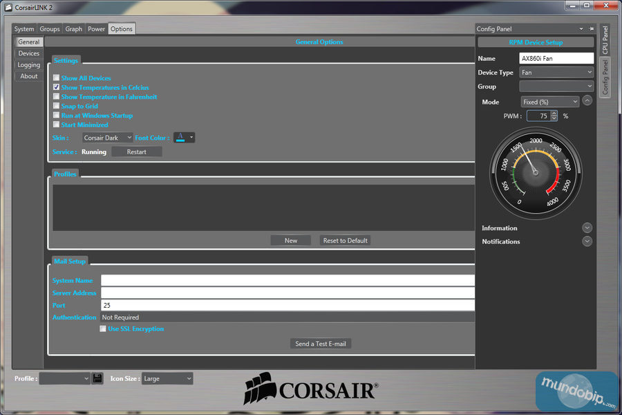 Corsair Link configuración ventilador Corsair AX860i