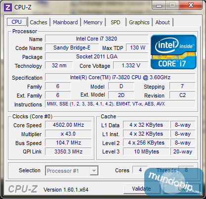 CPU-Z CPU Corsair Dominator Platinum 16Gb 2133Mhz CL9 1.5V
