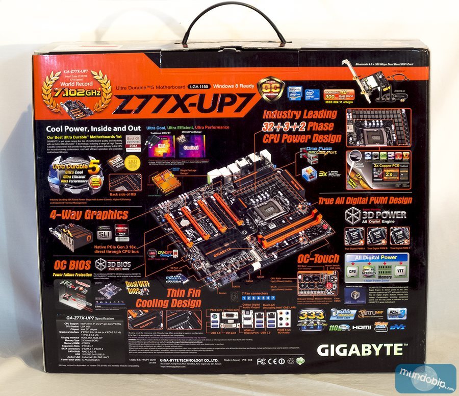 Parte trasera caja Gigabyte GA-Z77X-UP7