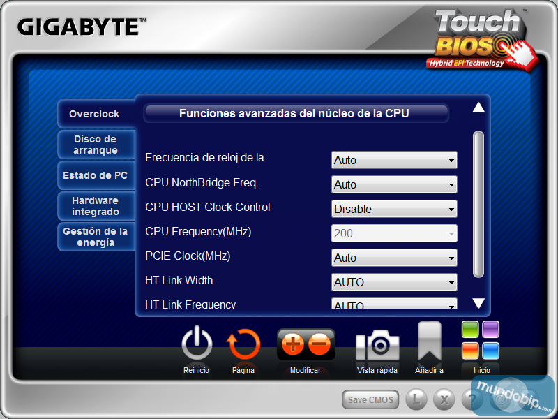 TouchBios Overclocking Gigabyte GA-990FXA-UD3