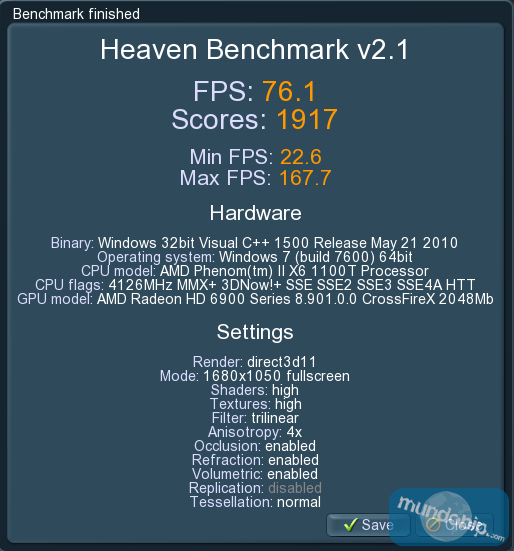 Unigine Heaven Normal Tessellation Radeon HD 6990