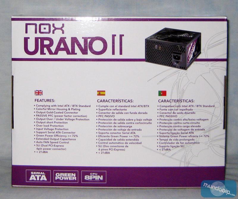 Parte posterior caja Nox Urano II 530W