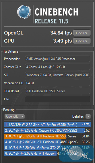 Cinebench R11.5 AMD Athlon II X4 645