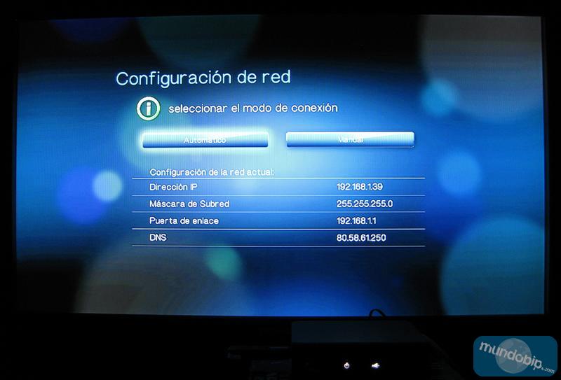 Configuracin actual de red WD TV Live