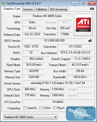 GPU-Z AMD Radeon HD 6850 OC