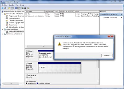Error al intentar formatear desde Administrador de Discos de W7.