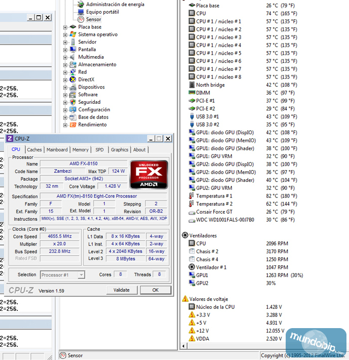AMD FX 8150 Overclocking CPU-Z y AIDA64