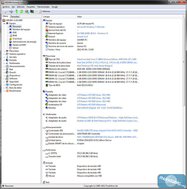 AIDA64 Intel Core i7 3960X Sandy Bridge E OC