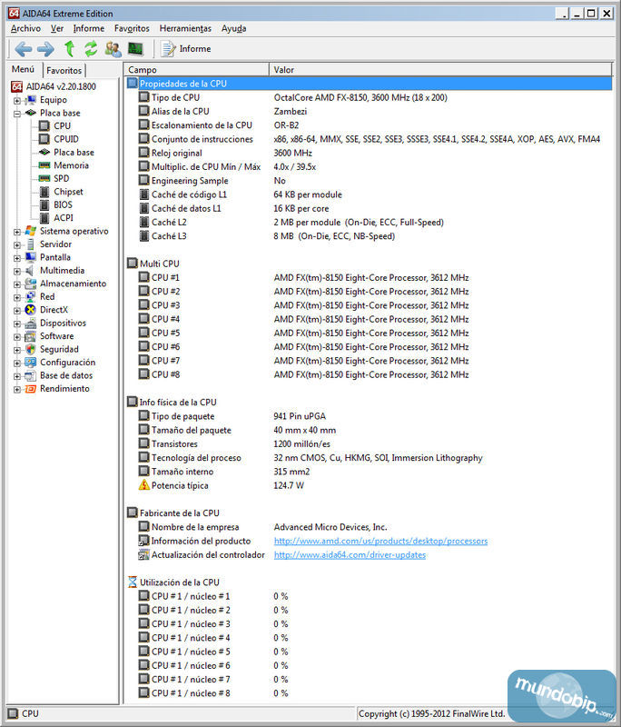 AIDA64 AMD FX-8150