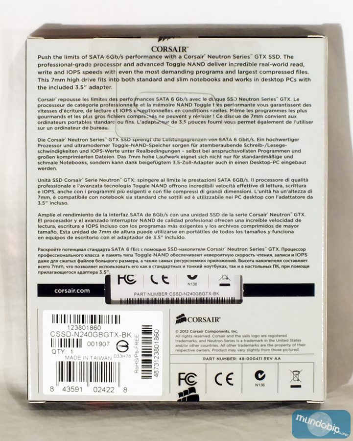 Embalaje trasero Corsair Neutron GTX 240