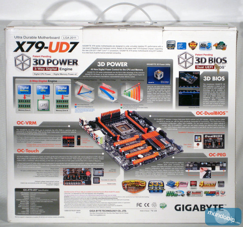 Parte trasera embalaje Gigabyte GA-X79-UD7