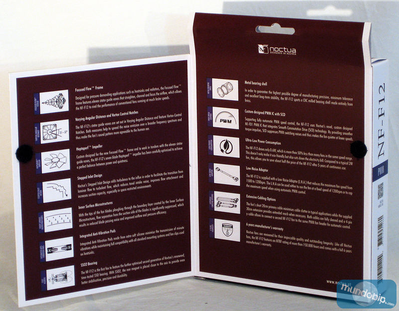 Parte trasera abierta embalaje Noctua NF-F12 PWM