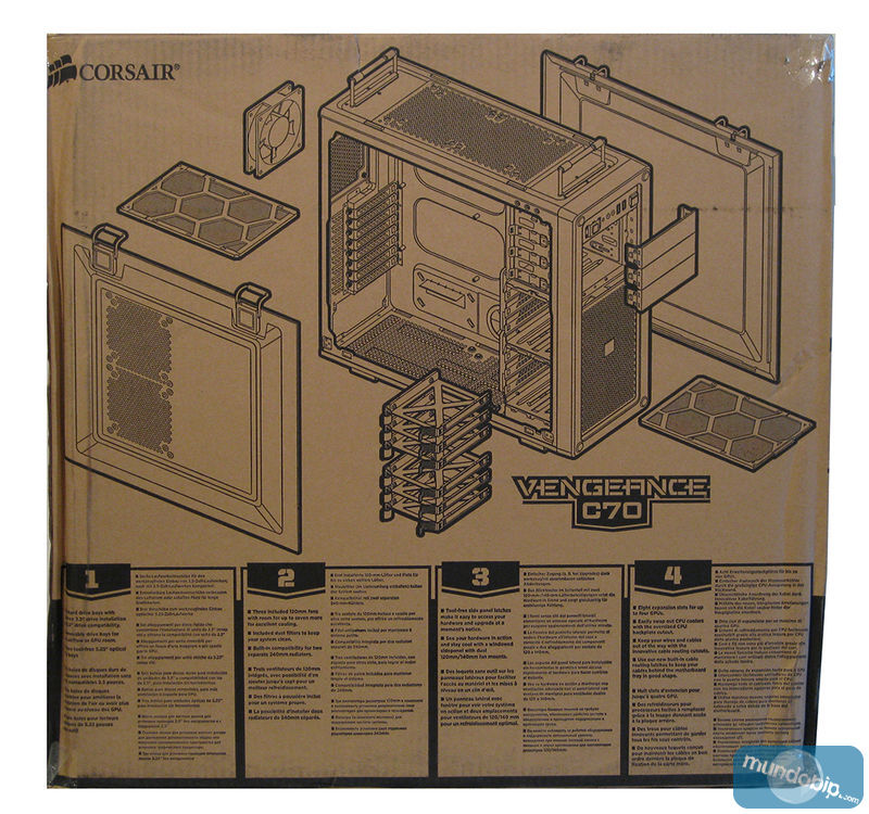 Parte trasera embalaje Corsair Vengeance C70