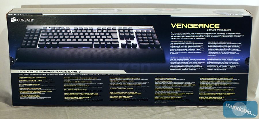Trasera embalaje Corsair Vengeance K90