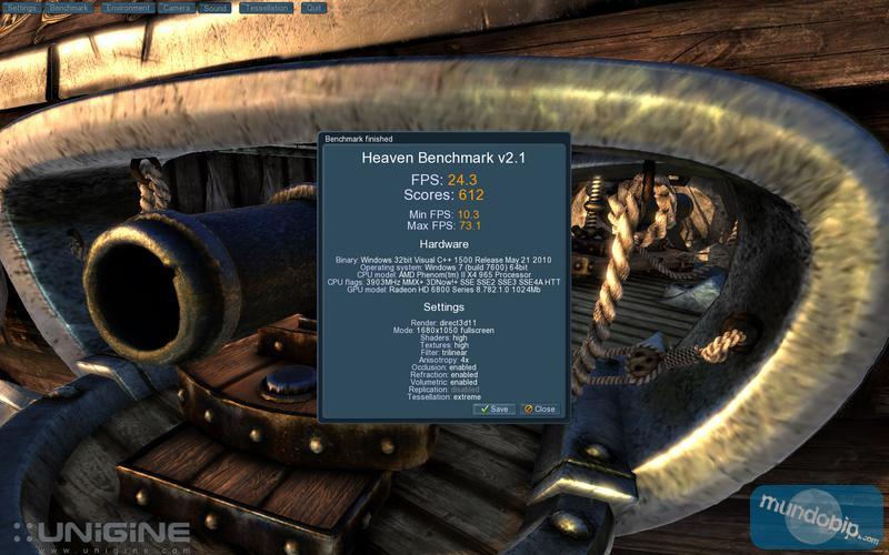 Unigine Heaven 2.1 Extreme Tessellation AMD Radeon HD 6850 OC