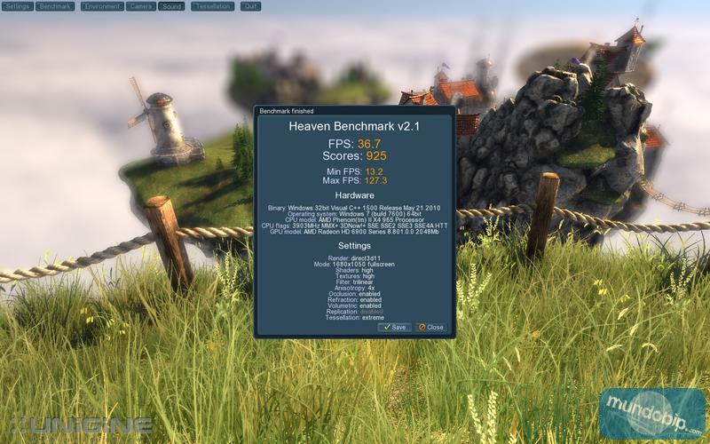 Unigine Heaven 2.1 ExtremeTessellation  OC AMD Radeon HD 6970