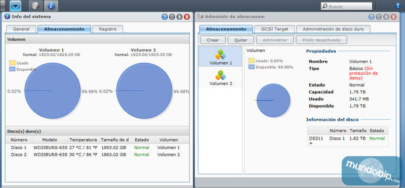 Administrador de Synology DiskStation DS211+