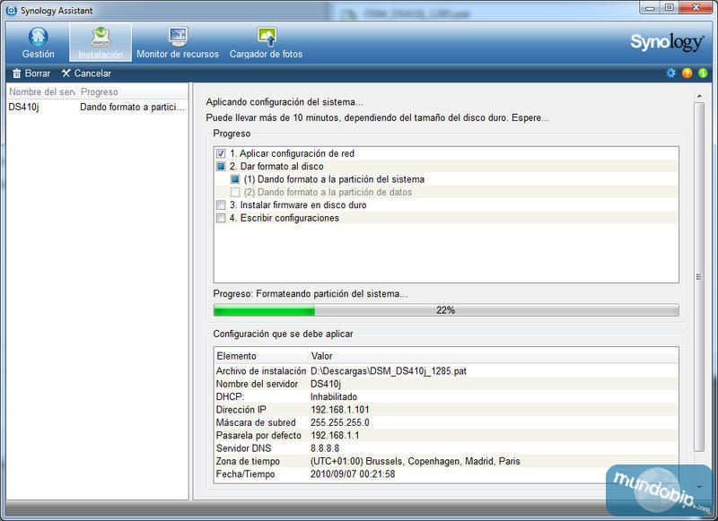 Paso 7 instalacin Synology DiskStation DS410j