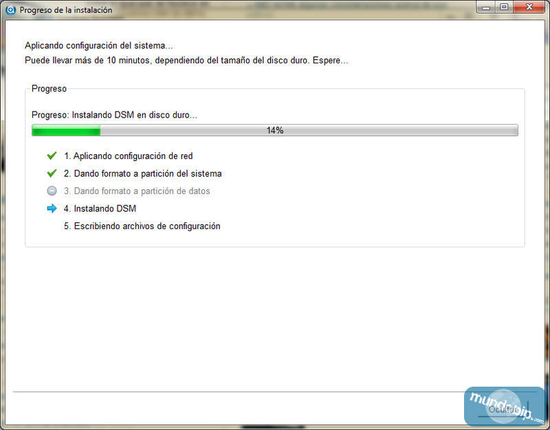 Instalacion progreso Synology DiskStation DS412+