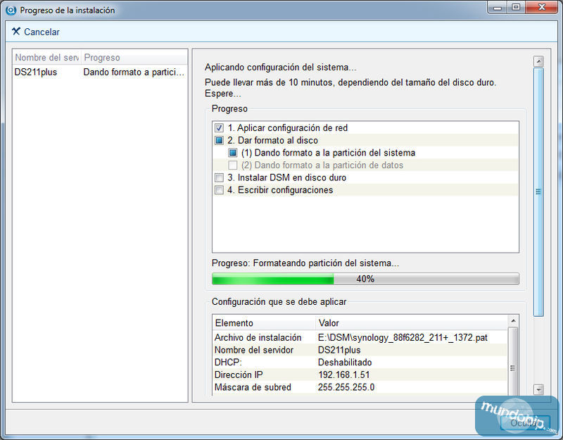 Paso 8 instalacin Synology DiskStation DS211+