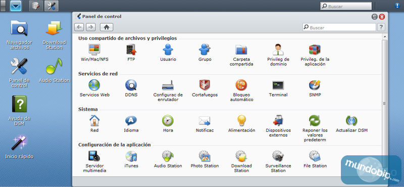 Panel de control Synology DiskStation DS211+
