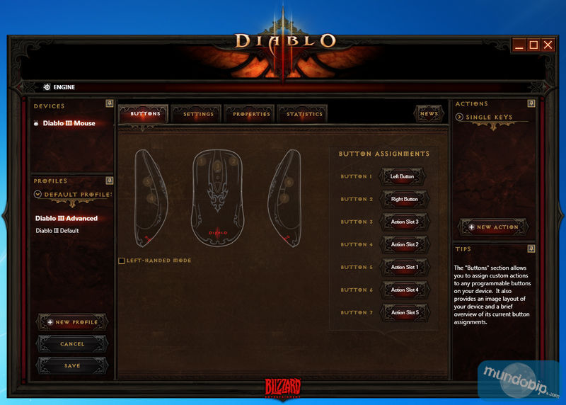 Software buttons Raton SteelSeries Diablo III