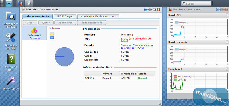 Ventanas interface Synology DiskStation DS211+